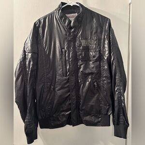 Men's Black Bomber “Windbreaker”, Outerwear- Sportswear 100% Nylon Jacket Size L
